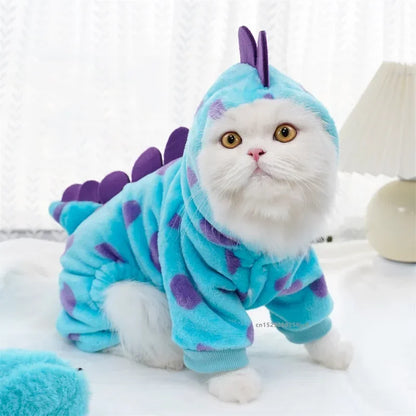 Pet Dinosaur Hooded Coat – Thickened Warm Clothing for Small & Medium Dogs in Autumn/Winter
