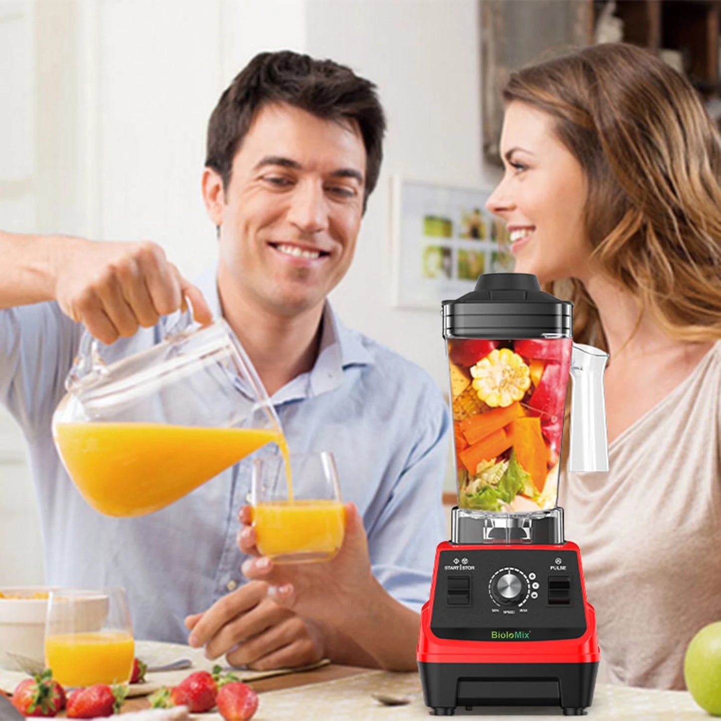 BioloMix Mini Pro 1800W Smoothie Blender with 1.8L & 0.6L Jars, BPA Free