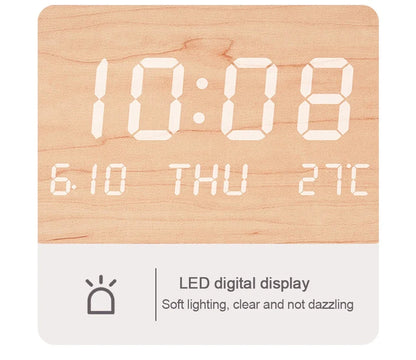 LED Digital Wall Clock - Multi-Function Display with Temperature, Date, and Time for Living Room & Bedroom