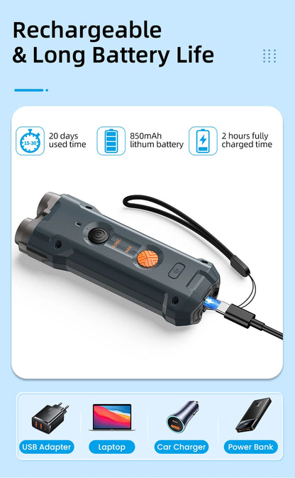 2-in-1 Ultrasonic Dog Repeller & Training Device with Flashlight