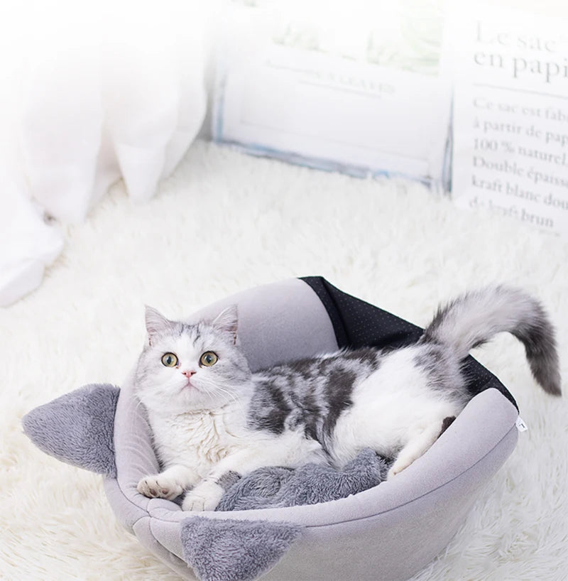 Cozy Winter Cat Bed & Small Dog House – Deep Sleep Comfort Basket Tent for Pets