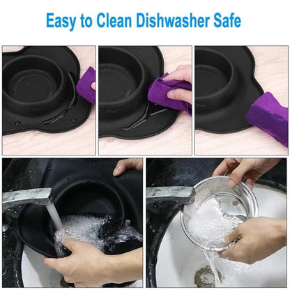 Antislip Double Dog Bowl with Silicone Mat – Durable Stainless Steel Water & Food Feeder for Pets