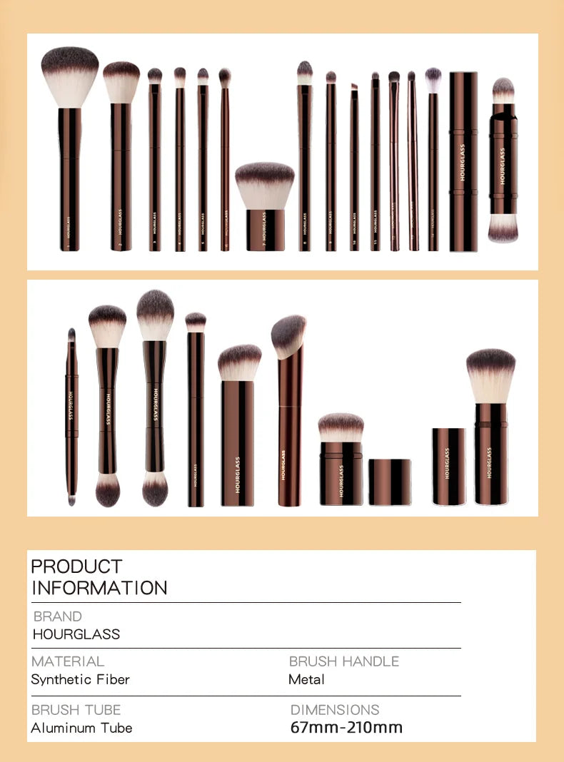 Hourglass Makeup Brush Set – Powder, Foundation, Concealer, Lip, Blusher, Bronzer & Eyeshadow Brushes