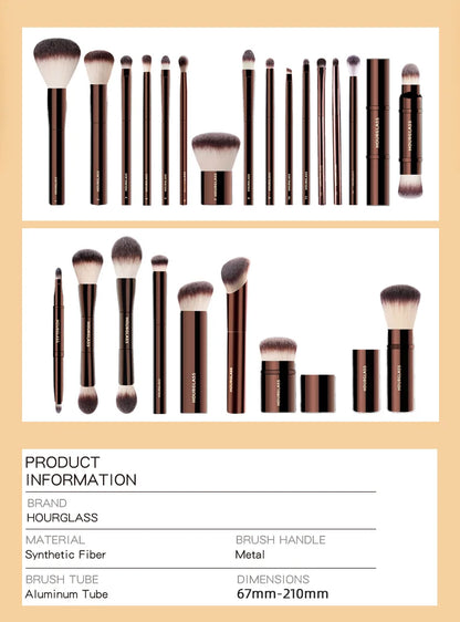 Hourglass Makeup Brush Set – Powder, Foundation, Concealer, Lip, Blusher, Bronzer & Eyeshadow Brushes