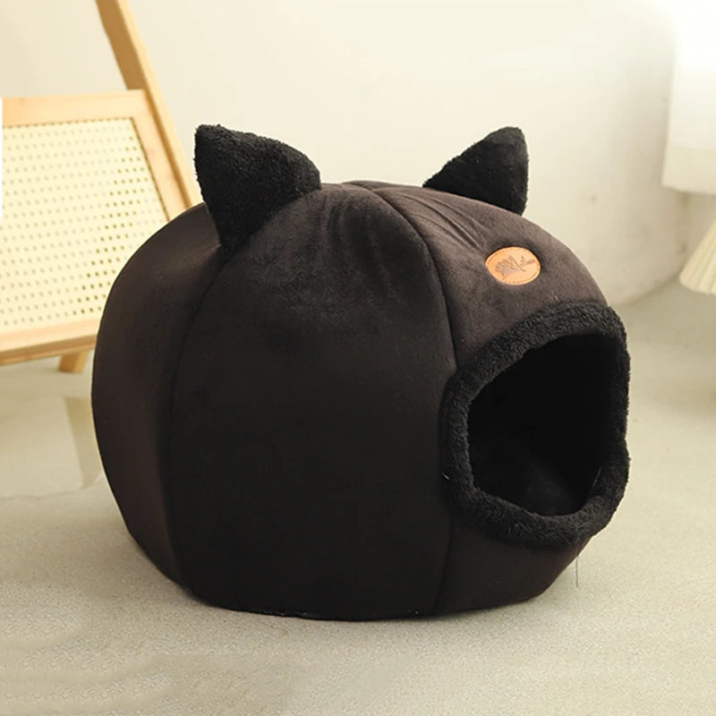 Cozy Winter Cat Bed & Small Dog House – Deep Sleep Comfort Basket Tent for Pets
