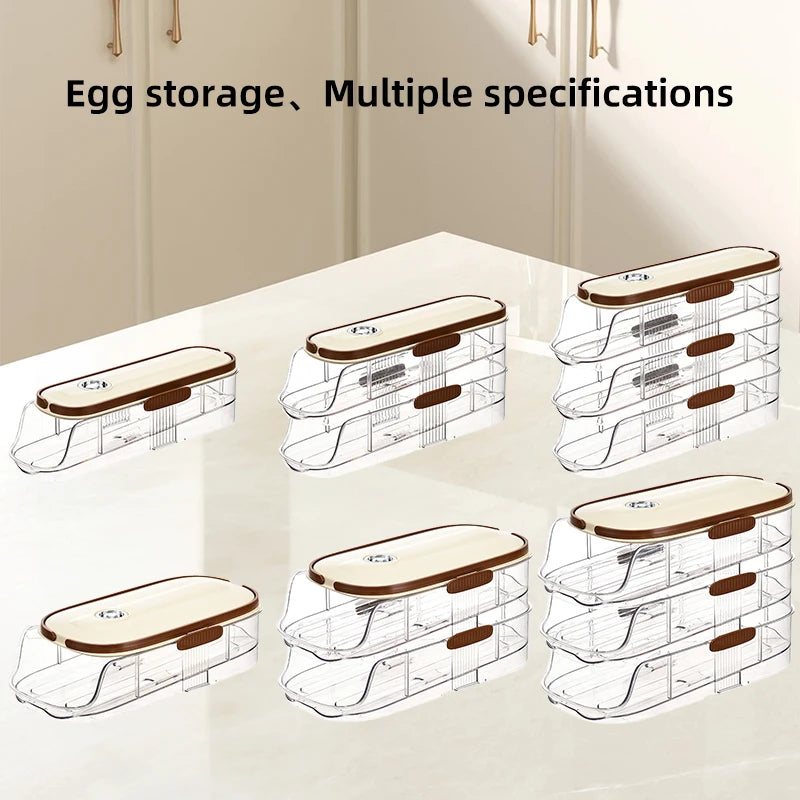 1PCS Automatic Rolling Egg Storage Box, Egg Holder Rack & Organizer for Refrigerator
