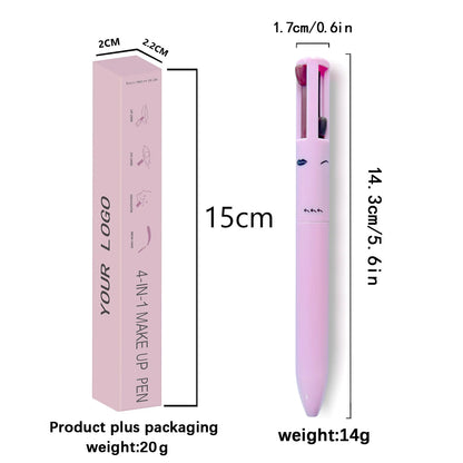 4-in-1 Multi-Functional Lip Liner, Eyeliner & Eyebrow Pencil Set - 4 Colors
