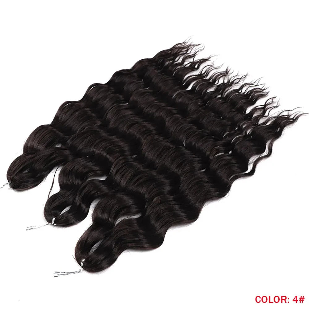 Anna Synthetic 24" Loose Deep Wave Braiding Hair Extensions - Dark Brown Water Wave Crochet Curly Hair
