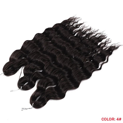Anna Synthetic 24" Loose Deep Wave Braiding Hair Extensions - Dark Brown Water Wave Crochet Curly Hair