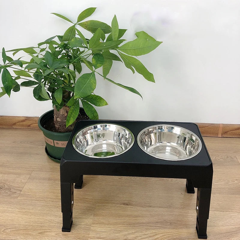 BOOTEELY Elevated Dog Feeder with Adjustable Stand & Double Stainless Steel Bowls for All Dog Sizes