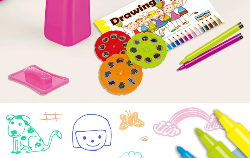 Children's LED Projector Drawing Table Toy, Educational Painting Set & Learning Board