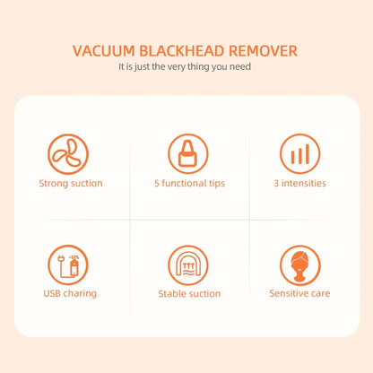 Vacuum Nose Blackhead Remover Facial Suction Cleaner Pimple & Dead Skin Extractor
