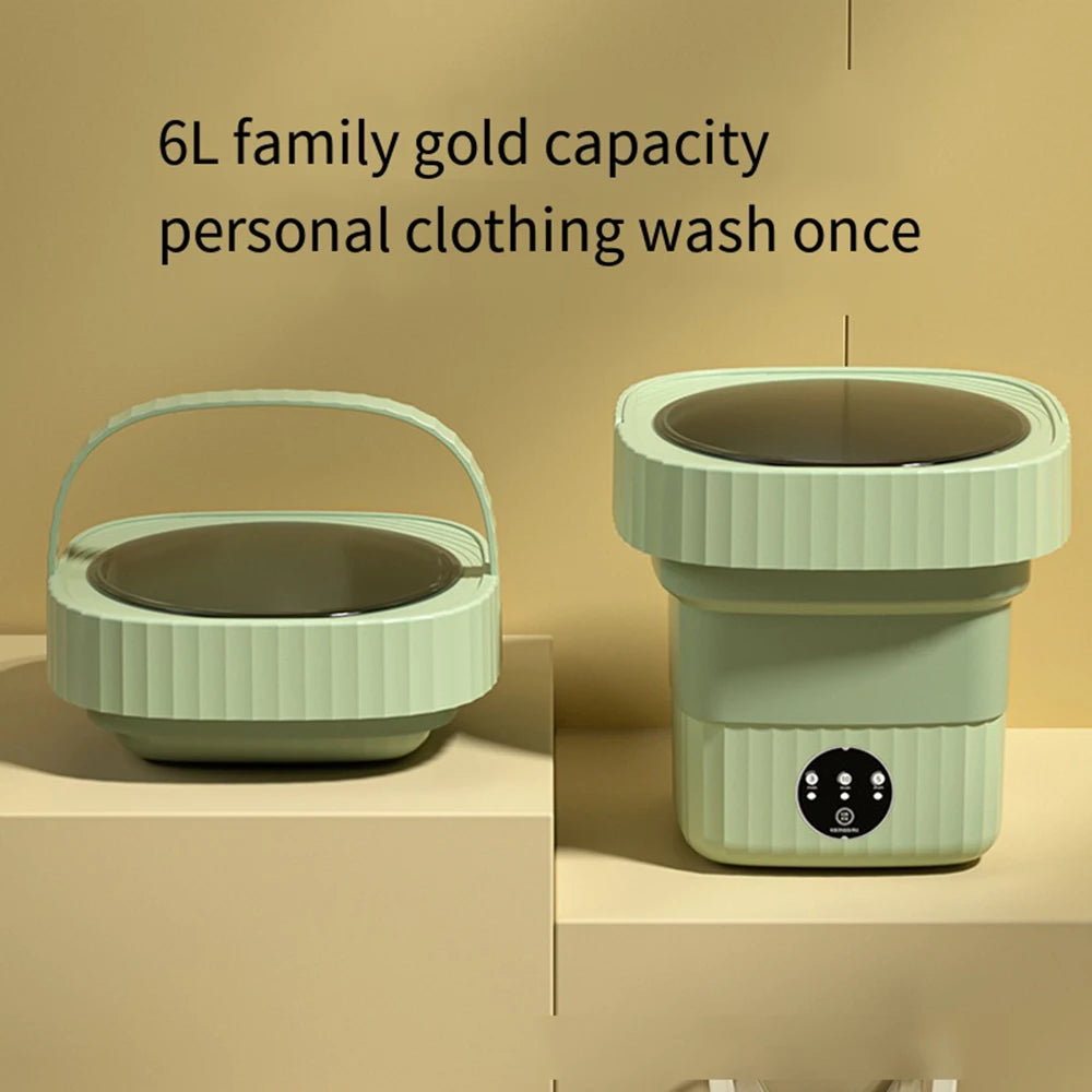 6L 11L Folding Portable Washing Machine Big Capacity with Spin Dryer Bucket for Clothes Travel Home Underwear Socks Mini Washer