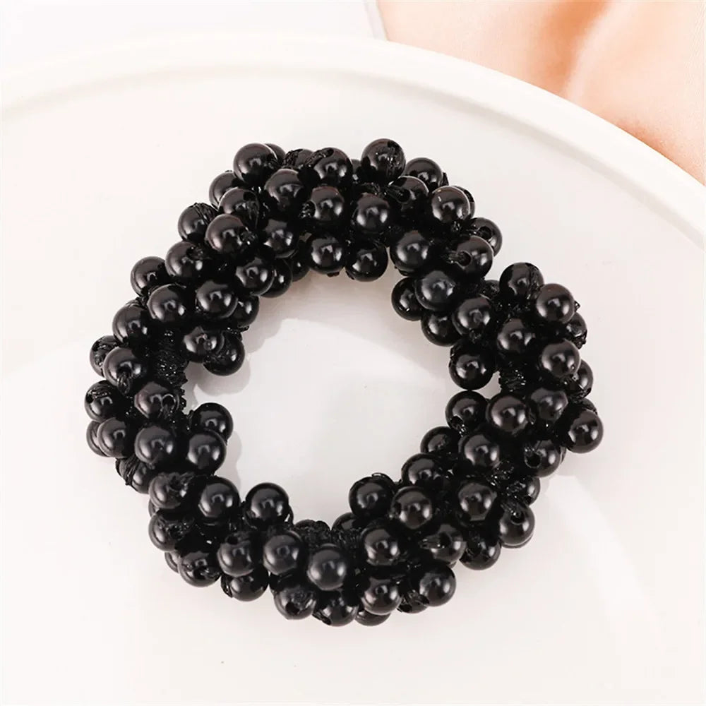 Crystal Pearls Hair Rope Handmade Elastic Beaded Ponytail Holder for Women & Girls Hair Accessories