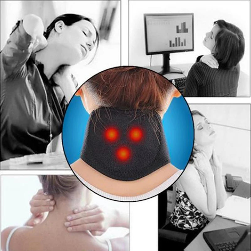 Magnetic Heated Neck Wrap for Cervical Pain Relief & Tourmaline Therapy