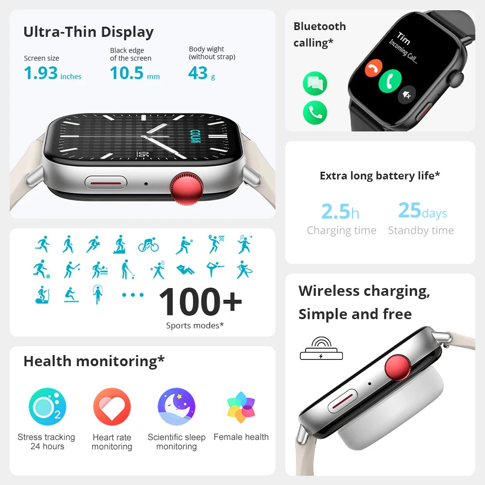 COLMI C8 Max Voice Calling Smart Watch, 1.93" HD Color Display, Health & Fitness Tracking for Men & Women