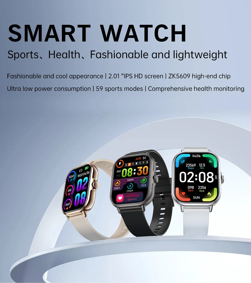 2025 2.01'' Smart Watch, Bluetooth Call, Music Player, Fitness Tracker, Sport Waterproof Watch for Men & Women, iPhone/Android