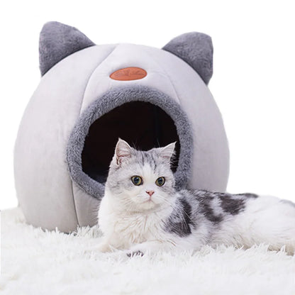 Cozy Winter Cat Bed & Small Dog House – Deep Sleep Comfort Basket Tent for Pets