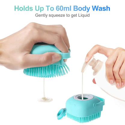 Pet Dog Shampoo Brush 2.7oz 80ml Cat Massage Comb Soft Silicone Rubber Grooming Scrubber for Bathing Short Hair