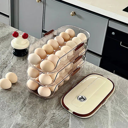 1PCS Automatic Rolling Egg Storage Box, Egg Holder Rack & Organizer for Refrigerator