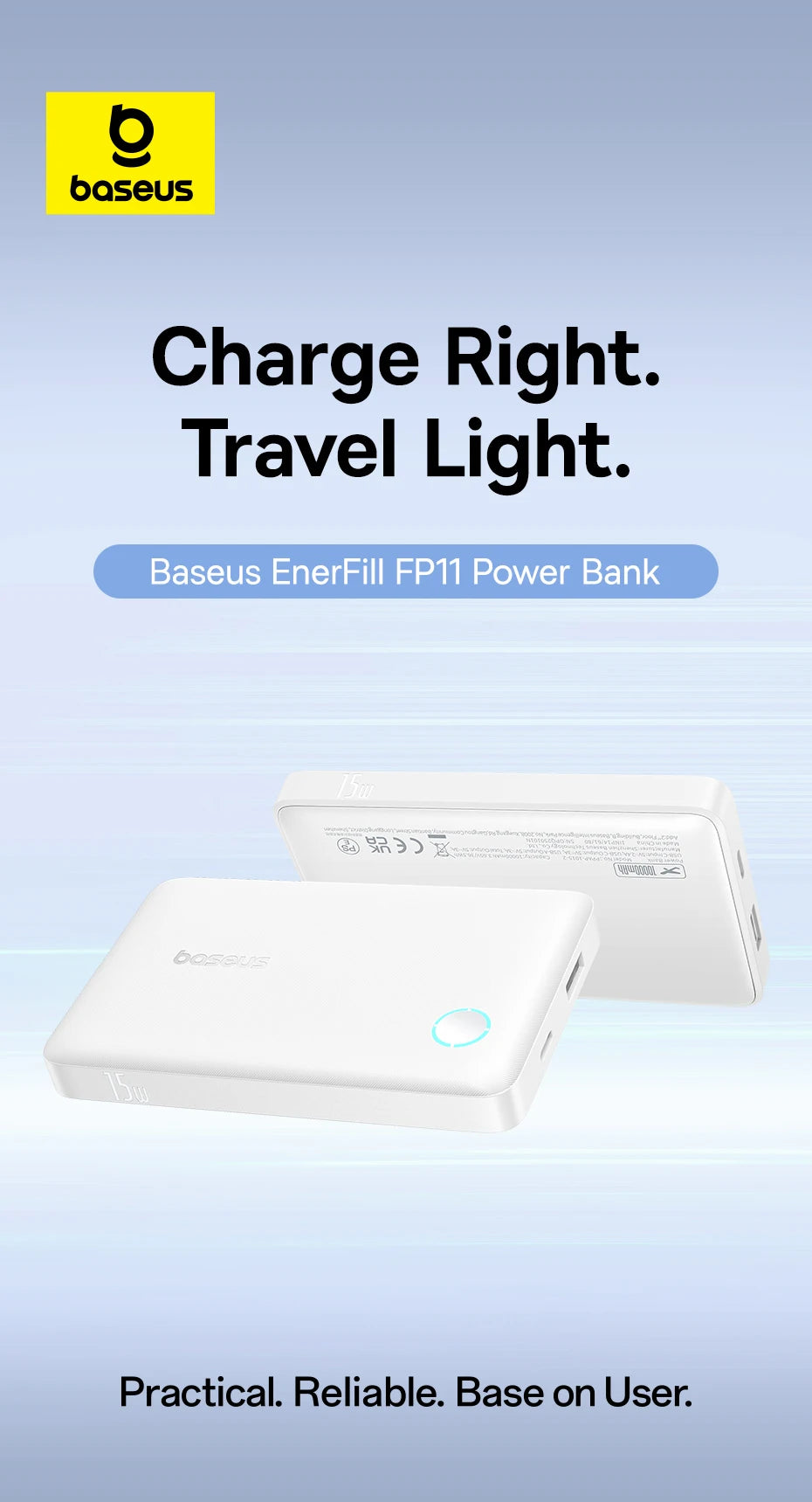 Baseus 22.5W Power Bank 10000mAh, QC PD Fast Charging Portable Charger for iPhone 16/15, Samsung, Xiaomi