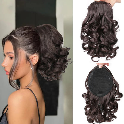 Short Afro Kinky Curly Drawstring Ponytail Synthetic Hairpiece for Women