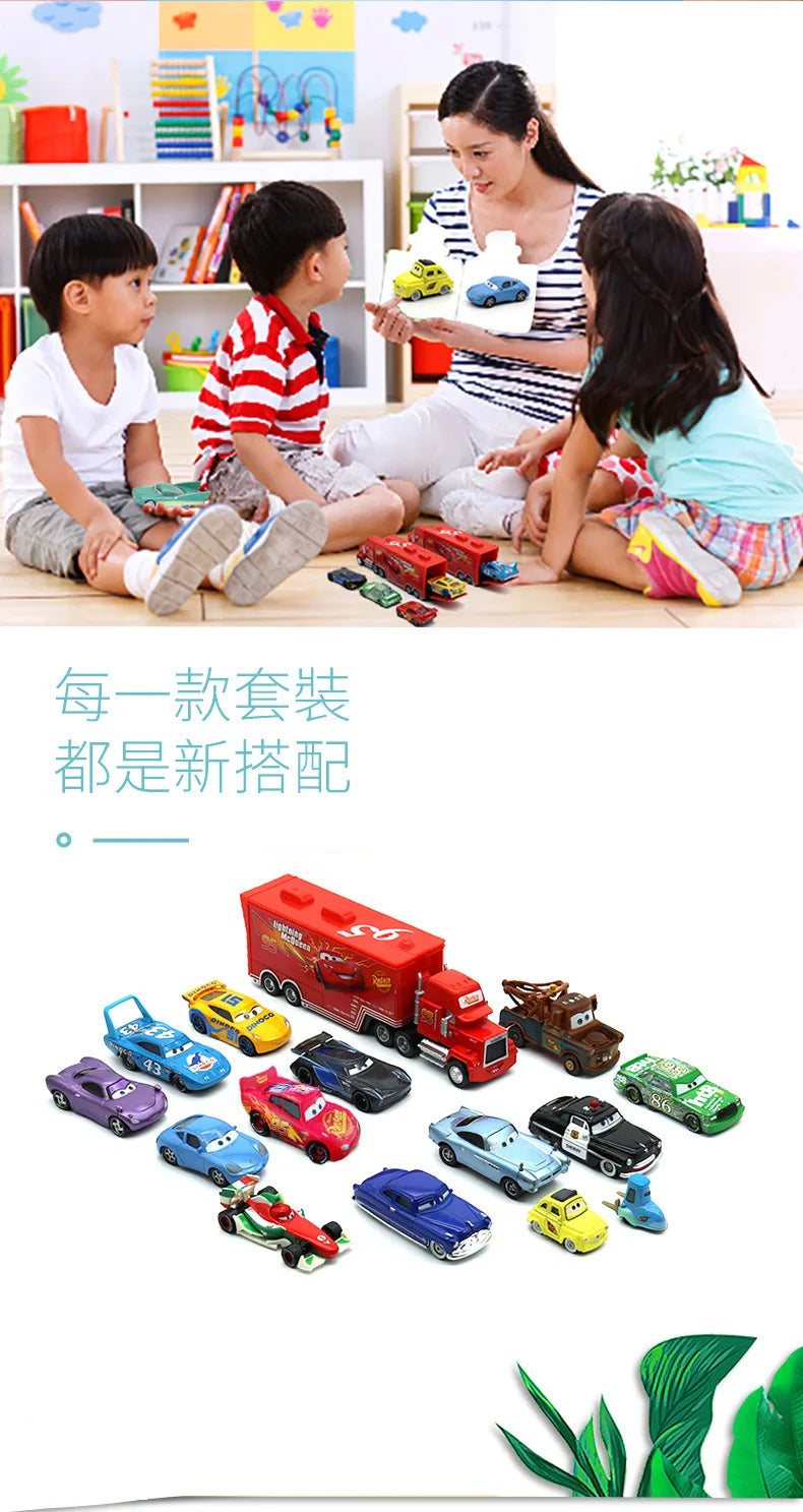 Disney Pixar Cars 3 Metal Diecast Lightning McQueen Mater Champion Car Model Toy Gift Set Jackson Uncle Truck Boy Birthday