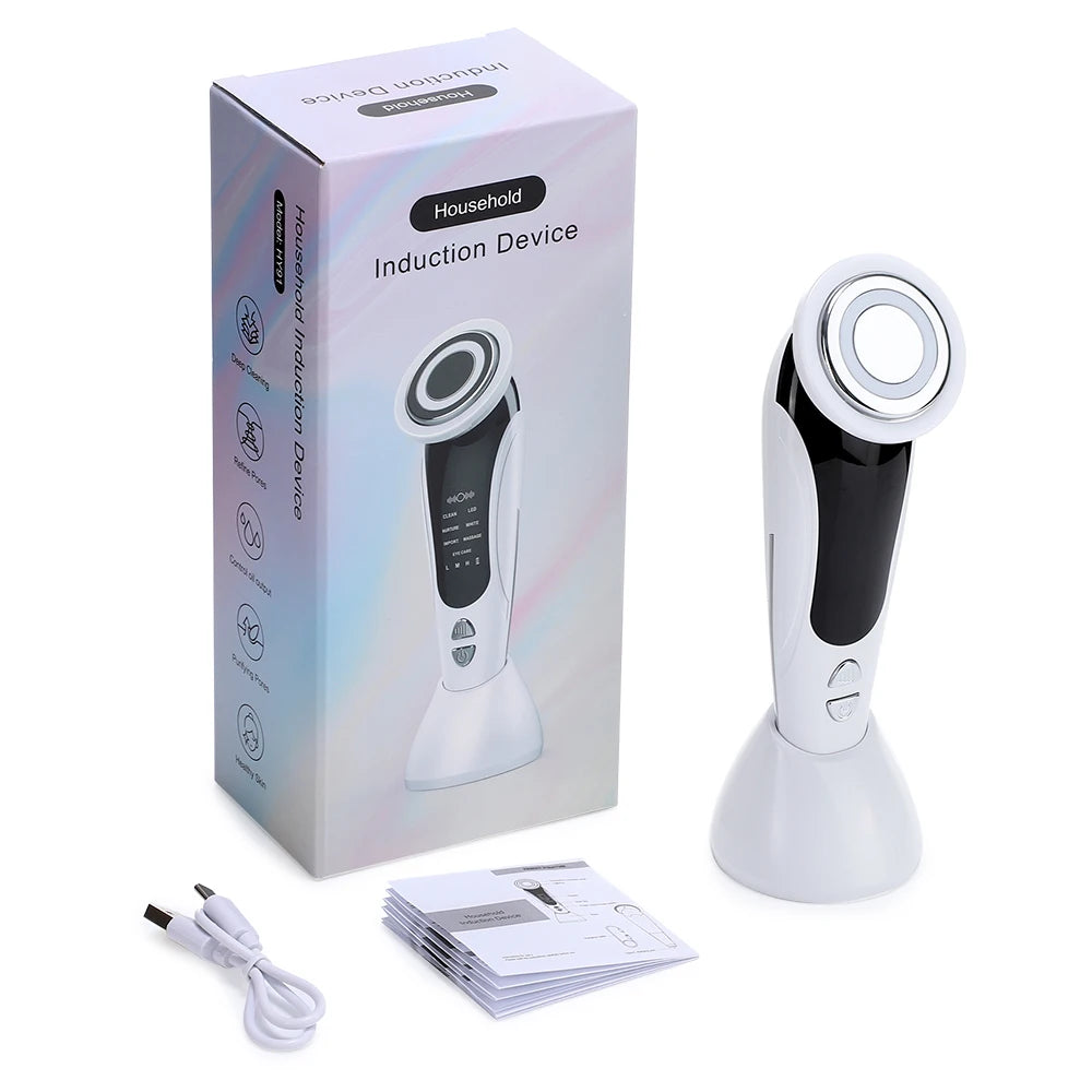 EMS Facial Massager - LED Light Therapy & Sonic Ion Vibration for Skin Tightening & Anti-Wrinkle