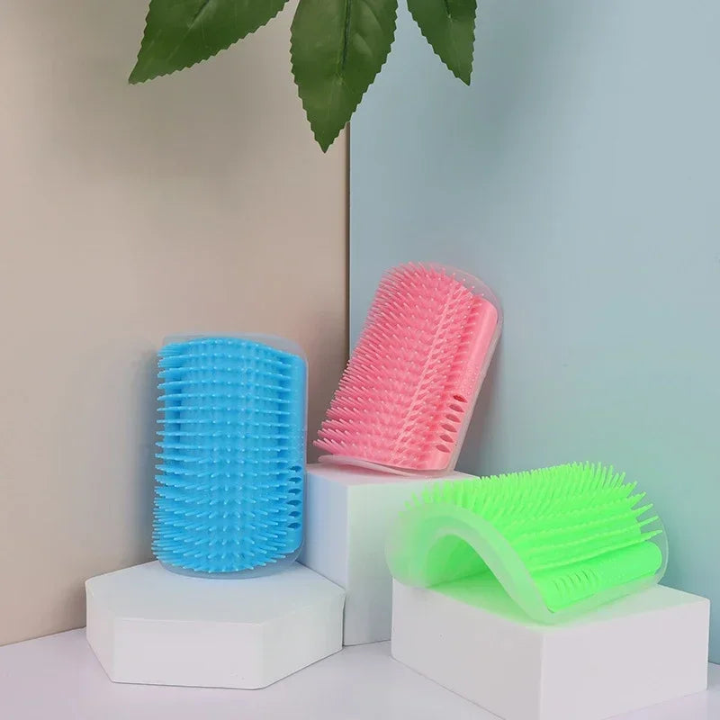 Cat Self-Groomer with Catnip Wall Corner Massage Comb Soft Face Rubs Pet Grooming Tool