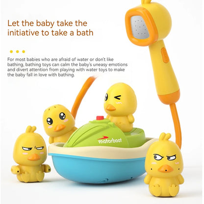 Cute Duck Bathtub Boat Toy – 3 Emotional Ducks with Automatic Water Spray for Toddlers