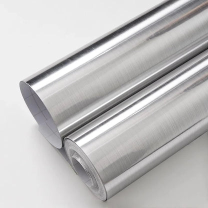 PVC Stainless Steel Removable Wallpaper - Waterproof, Oil-Proof Vinyl Sticker for Kitchen & Appliances