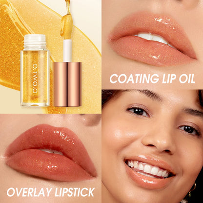 O.TWO.O Lip Oil Gloss – Moisturizing Lip Plumper, Non-Sticky Glossy Glitter Tint & Balm