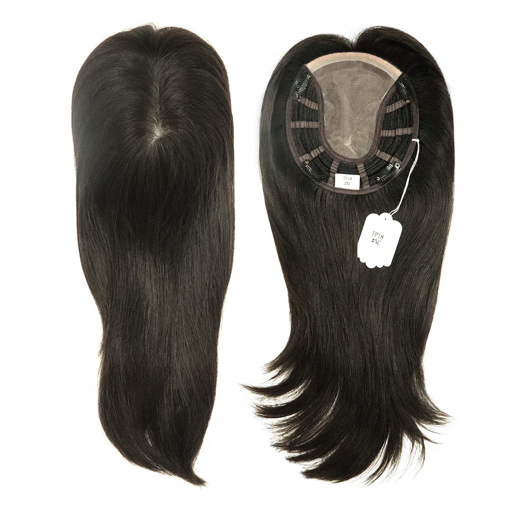 Alwayshair 14"-16" Straight Human Hair Clip-in Topper for Women 120% Density