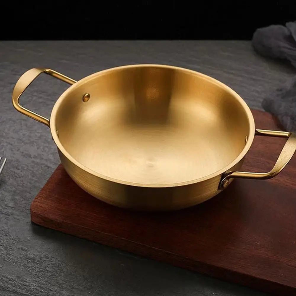 Stainless Steel Seafood Rice Pot with Handle Paella Pan Cookware