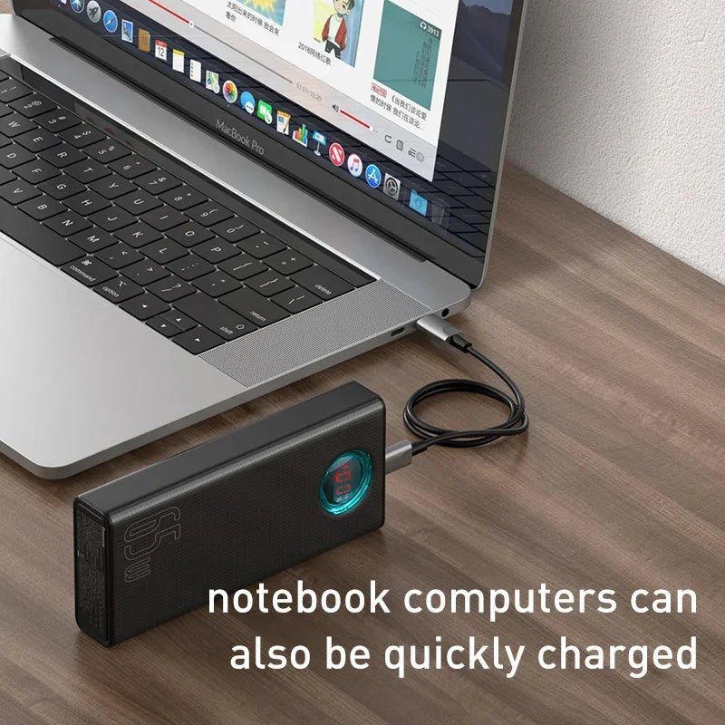 Baseus 65W Power Bank 30000mAh, PD Quick Charge Portable External Charger for Smartphone, Laptop, iPhone, Tablet