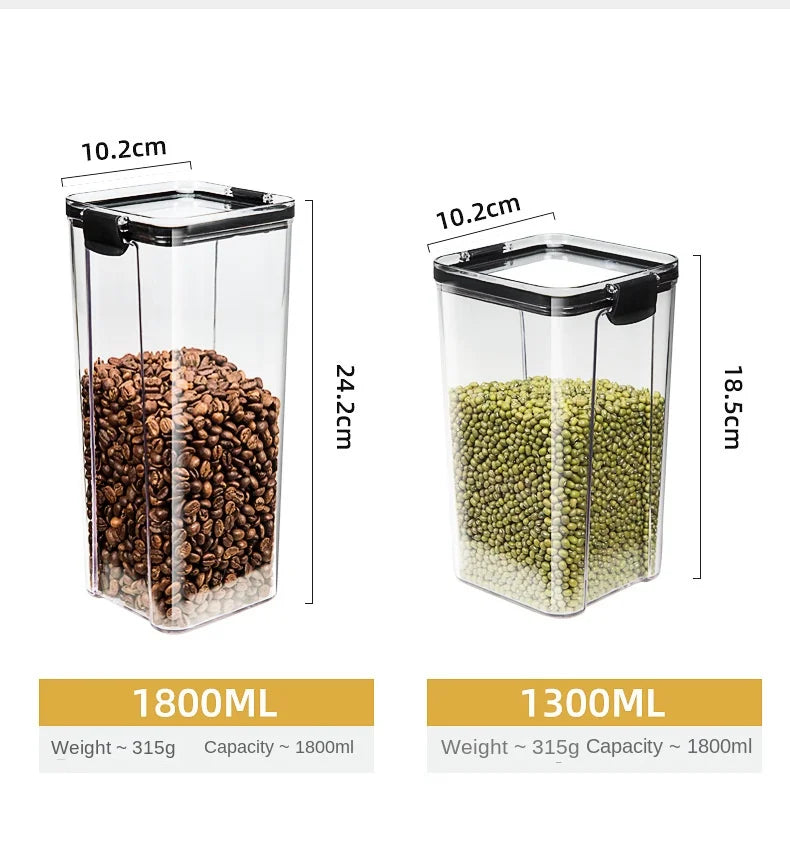 Sealed Plastic Storage Jars Set, Moisture-Proof Grain & Seasoning Organizer for Kitchen