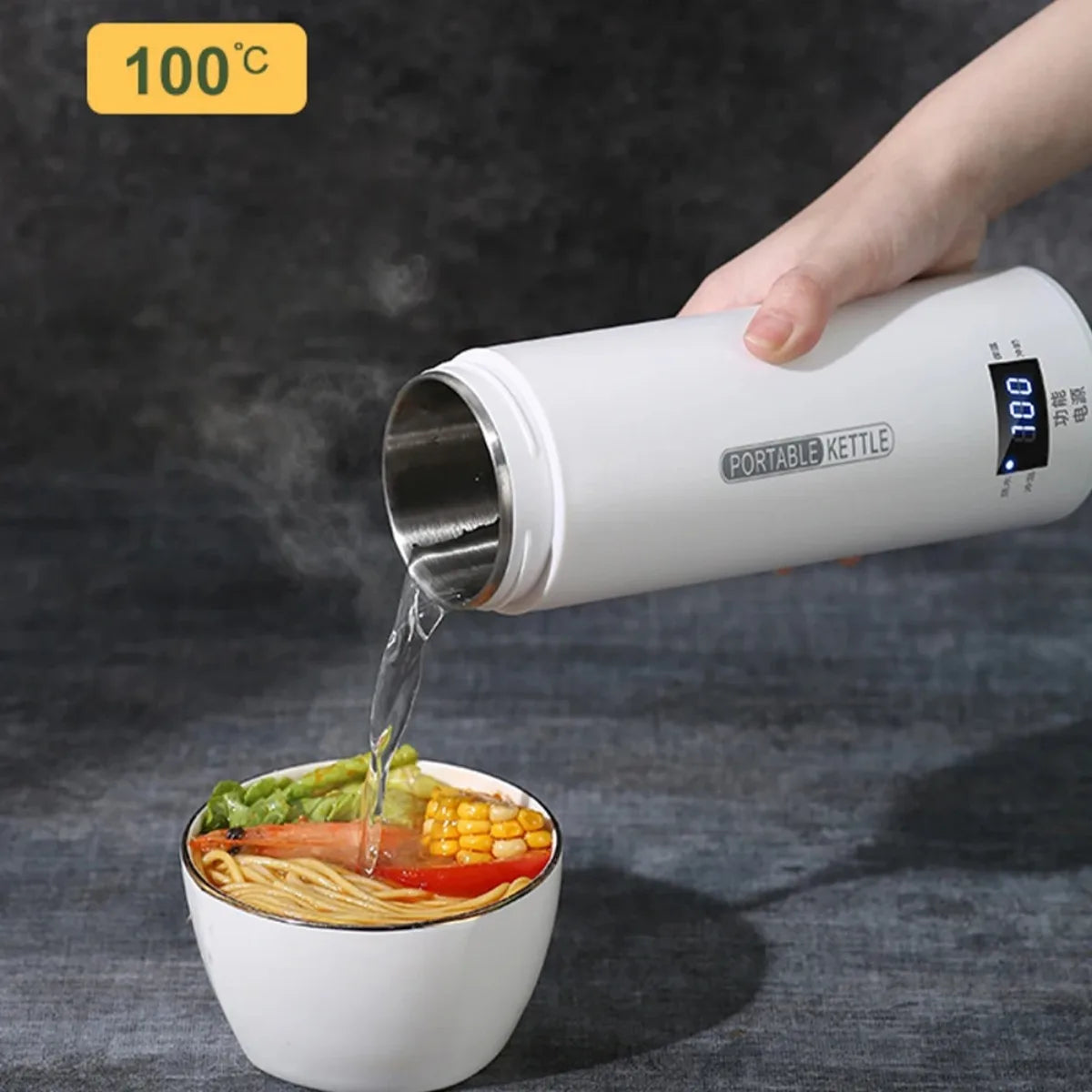 Portable Electric Kettle - Mini Travel Tea & Coffee Boiler, Keep Warm, Anti-Scald Thermo Bottle