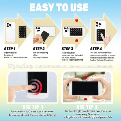 Strong Grip Phone Holder - Adhesive Silicone Suction Mount with Anti-Slip Hands-Free Stand for Cell Phones