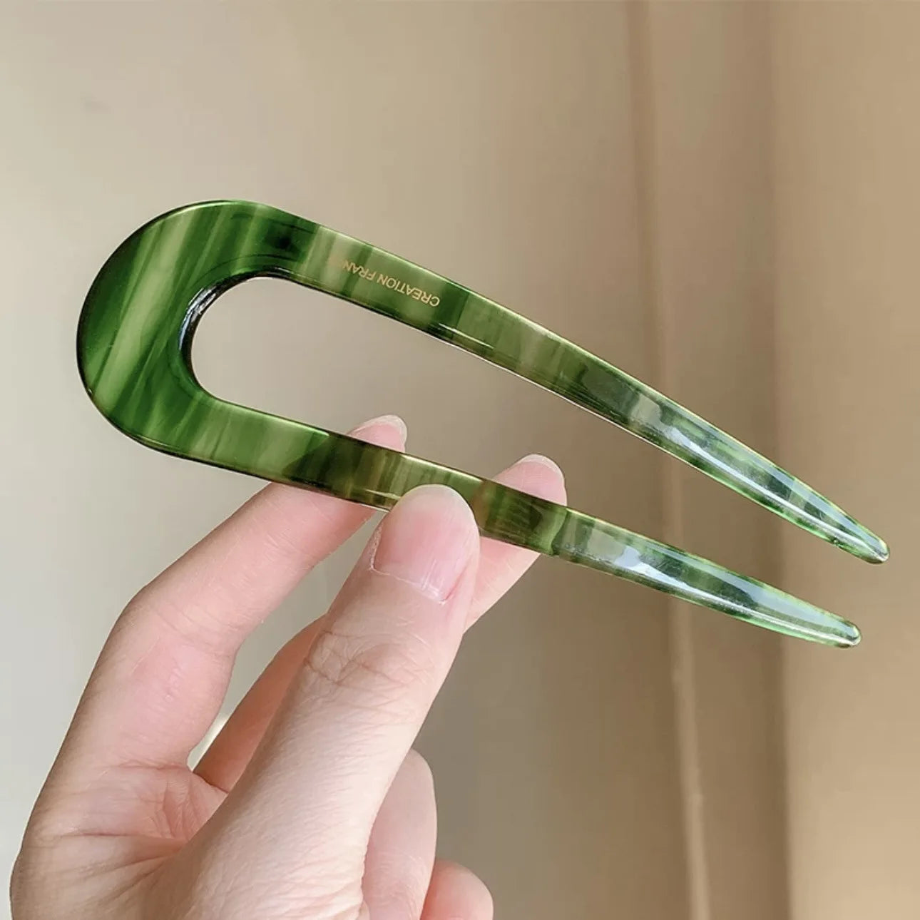 U-Shaped Hairpin with Mineral Pattern Elegant Vintage Chinese Style Women's Hair Accessory