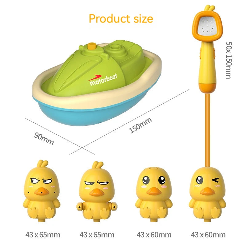 Cute Duck Bathtub Boat Toy – 3 Emotional Ducks with Automatic Water Spray for Toddlers