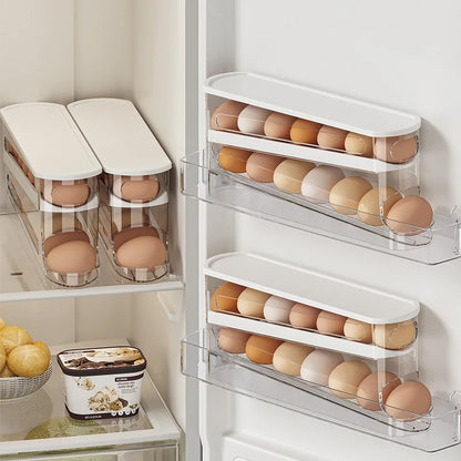 1PCS Automatic Rolling Egg Storage Box, Egg Holder Rack & Organizer for Refrigerator