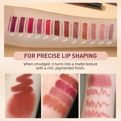QIBEST 2PC Matte Velvet Lipstick & Lipliner Set - Long Lasting Red Lip Contour Pencil