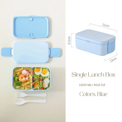 2-Layer Bento Box with Handle, Large Capacity Leak-Proof Lunch Box for Kids, Microwave Safe