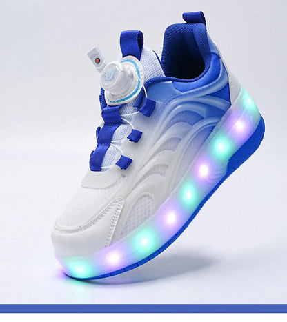 Children's LED Light Roller Skate Shoes for Kids Boys & Girls, USB Charging Luminous Sneakers