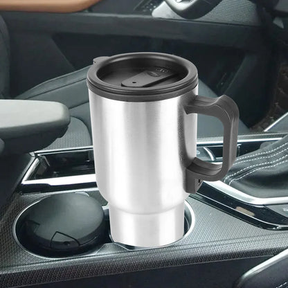 12V 450ml Electric Heating Car Kettle, Stainless Steel Thermal Mug for Travel & Camping