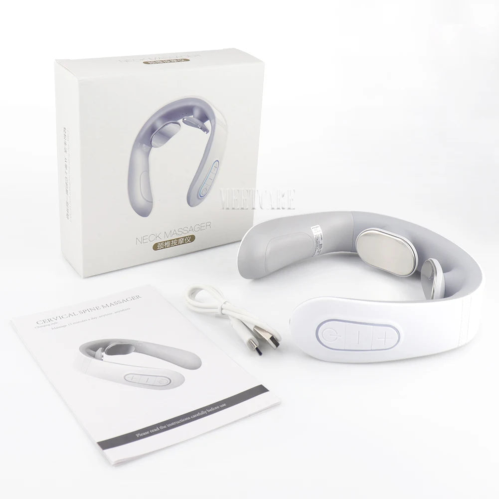 TENS Pulse Wireless Back & Neck Massager - Smart Heating Pain Relief for Shoulders & Muscles