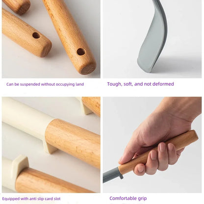 Silicone Spatula with Wooden Handle, Heat-Resistant Non-Stick Cooking Spoon for Kitchen