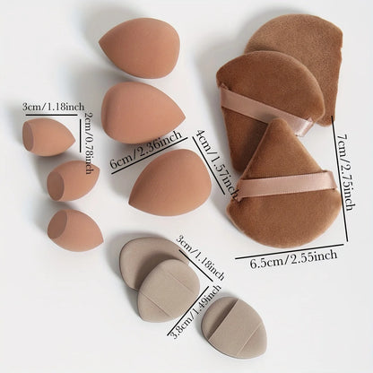 12-Piece All-Purpose Makeup Sponge Set – Powder Puffs, Beauty Eggs & Mini Cushions