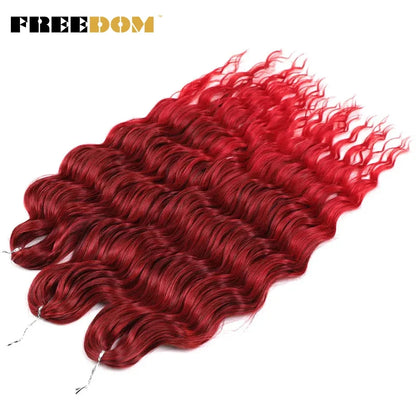 FREEDOM Synthetic Braiding Hair Extensions - 24" Deep Wavy Curly Ombre Rainbow Twist Crochet Hair