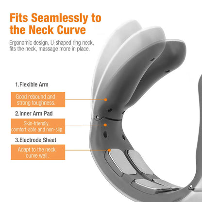 Electric Neck & Shoulder Pulse Massager 4-Head TENS Magnetic Heating for Pain Relief